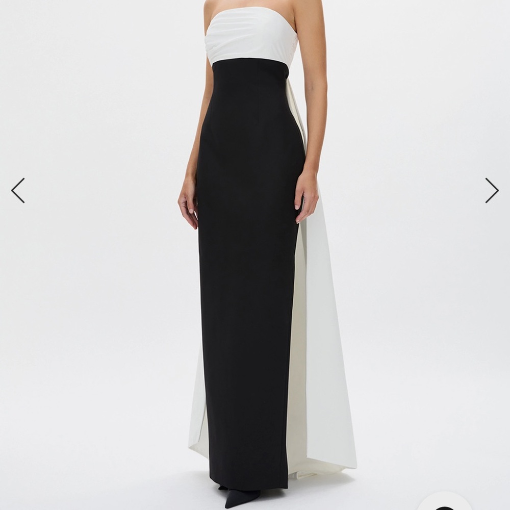 Rachel Gilbert Black and White Strapless Gown